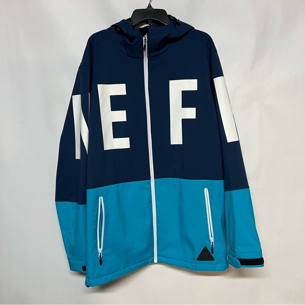 Neff Navy and White Hooded Jacket with Logo Patch